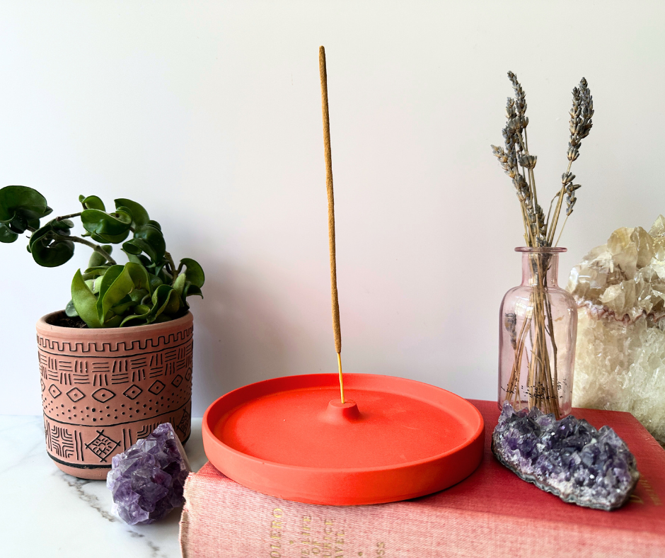 Handmade Jesmonite Stick Incense Holder - Red