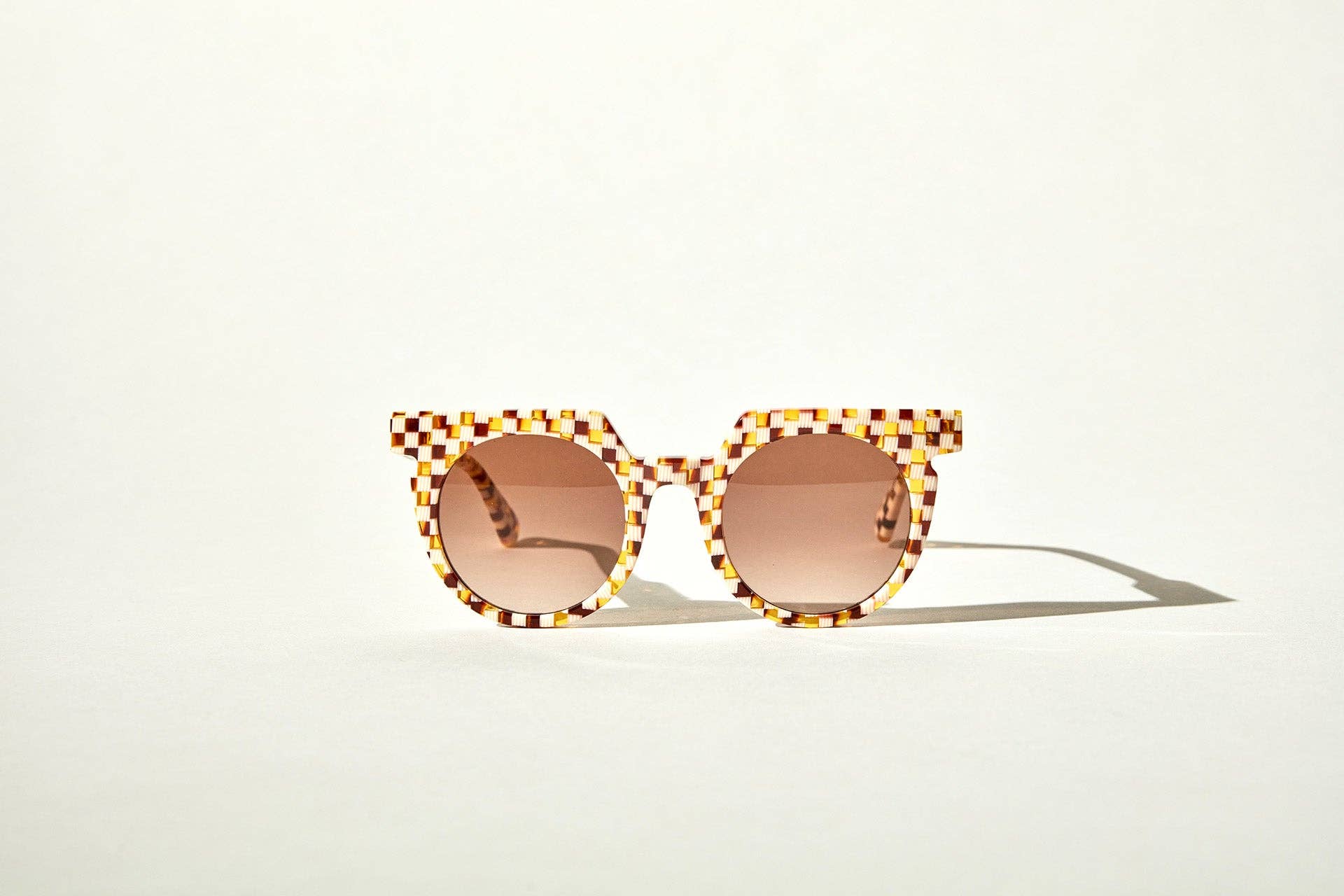 Aster Toasted Moxie Round Checkered Sunglasses