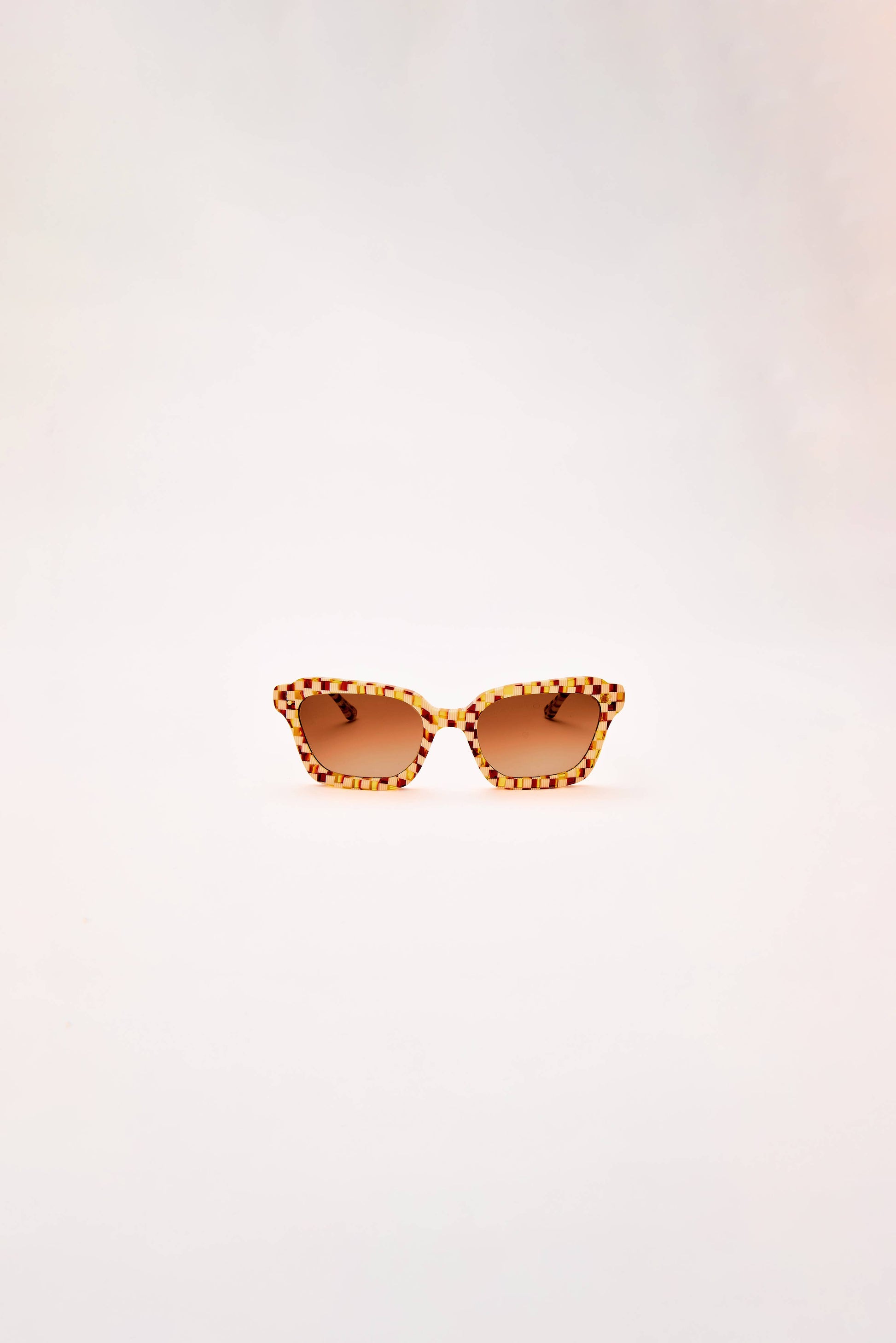 Demi Toasted Moxie Checkered Square Sunglasses