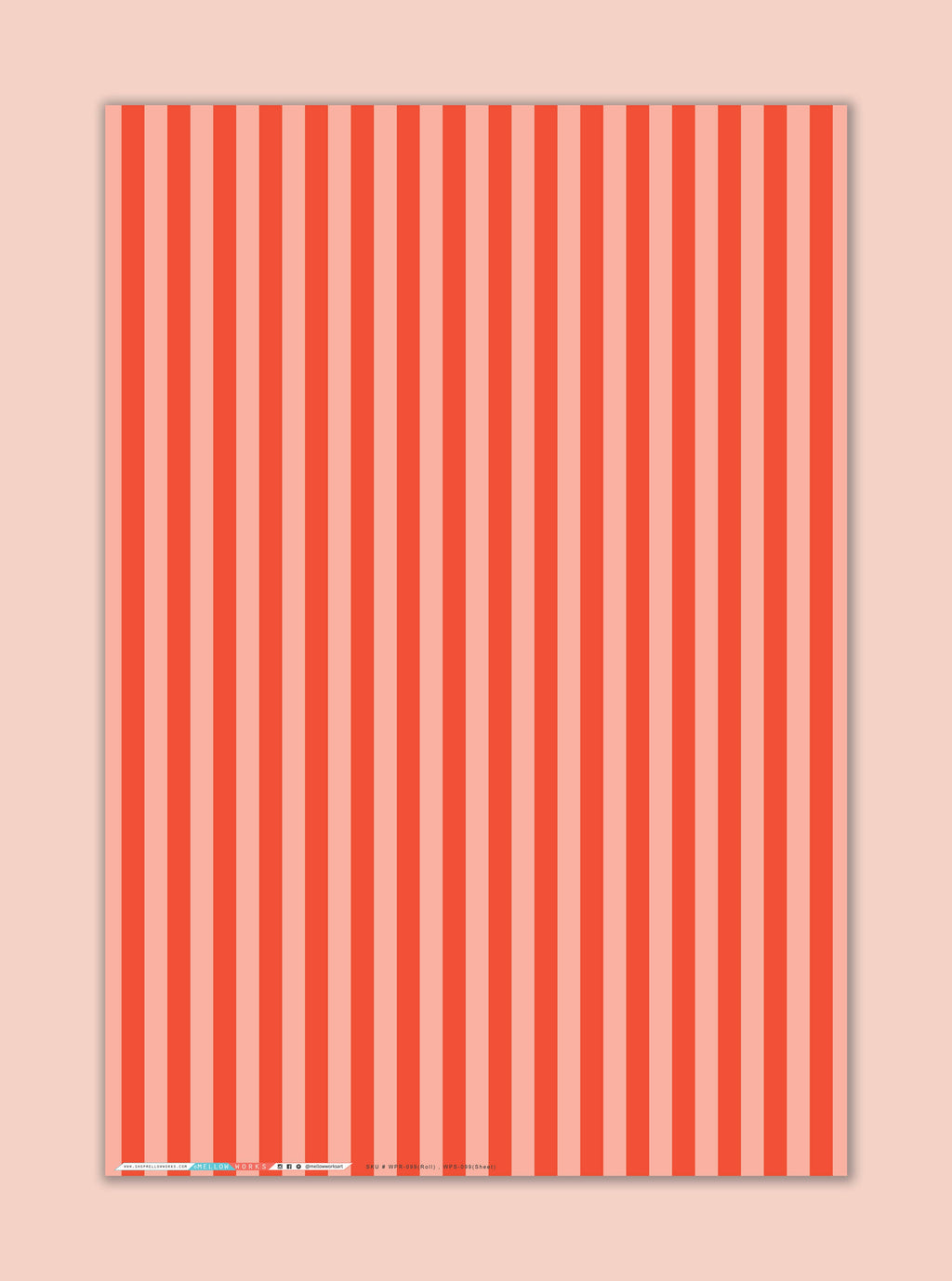 Red and Blush Pink Stripe - Gift Wrap Roll