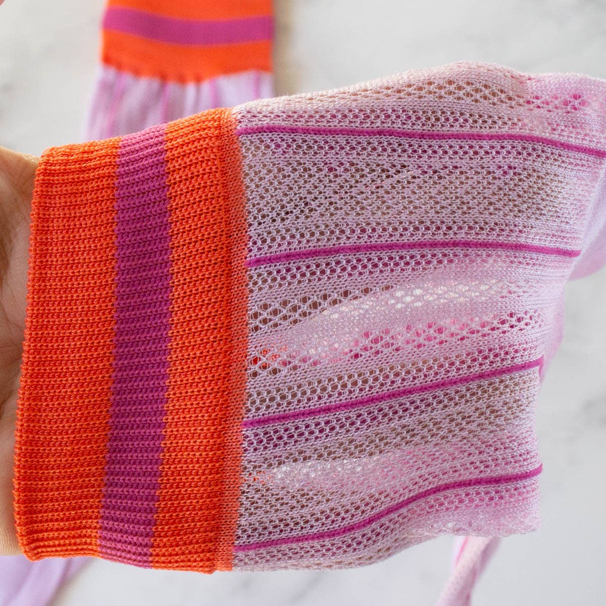 Mesh Striped Ankle Socks - Lilac