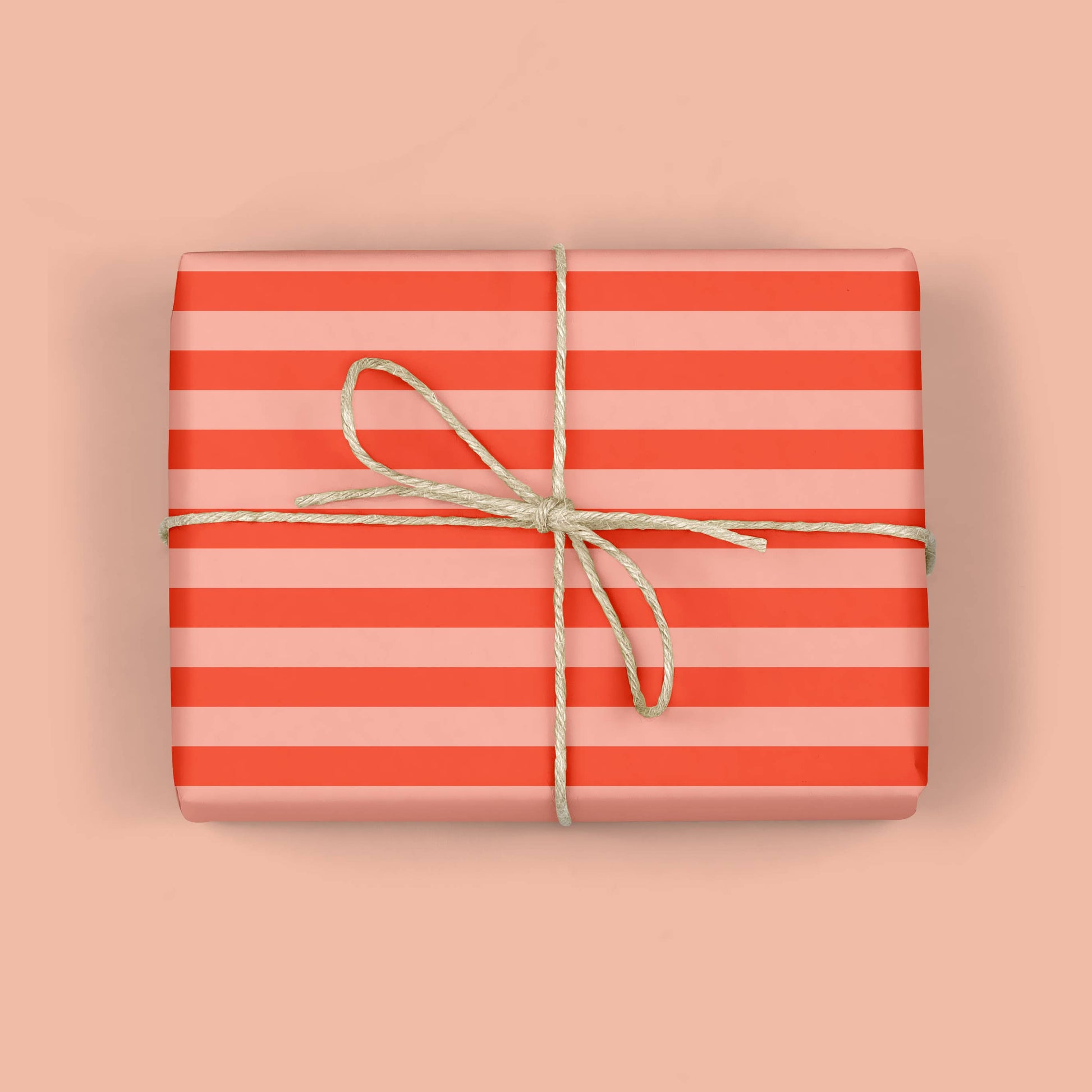 Red and Blush Pink Stripe - Gift Wrap Roll
