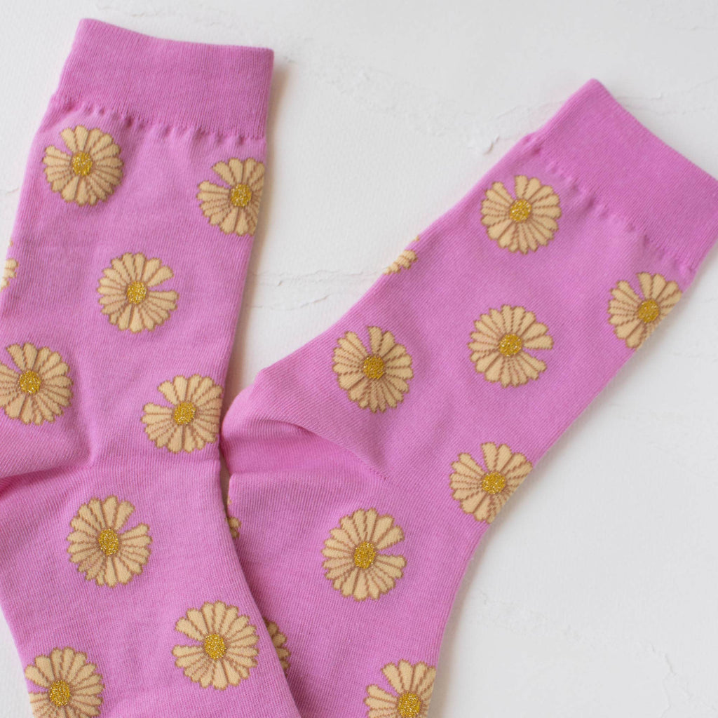 Vivid Daisy Socks - Pink