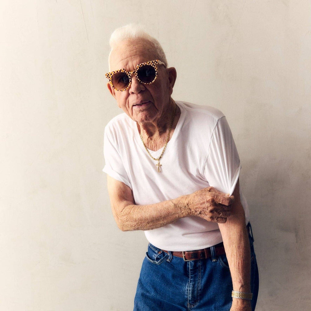 Aster Toasted Moxie Round Checkered Sunglasses