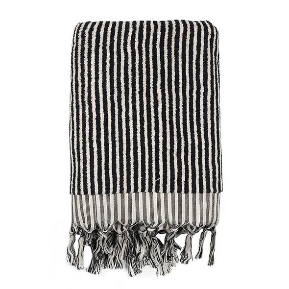 Turkish Terry Bath Towel - Black and White