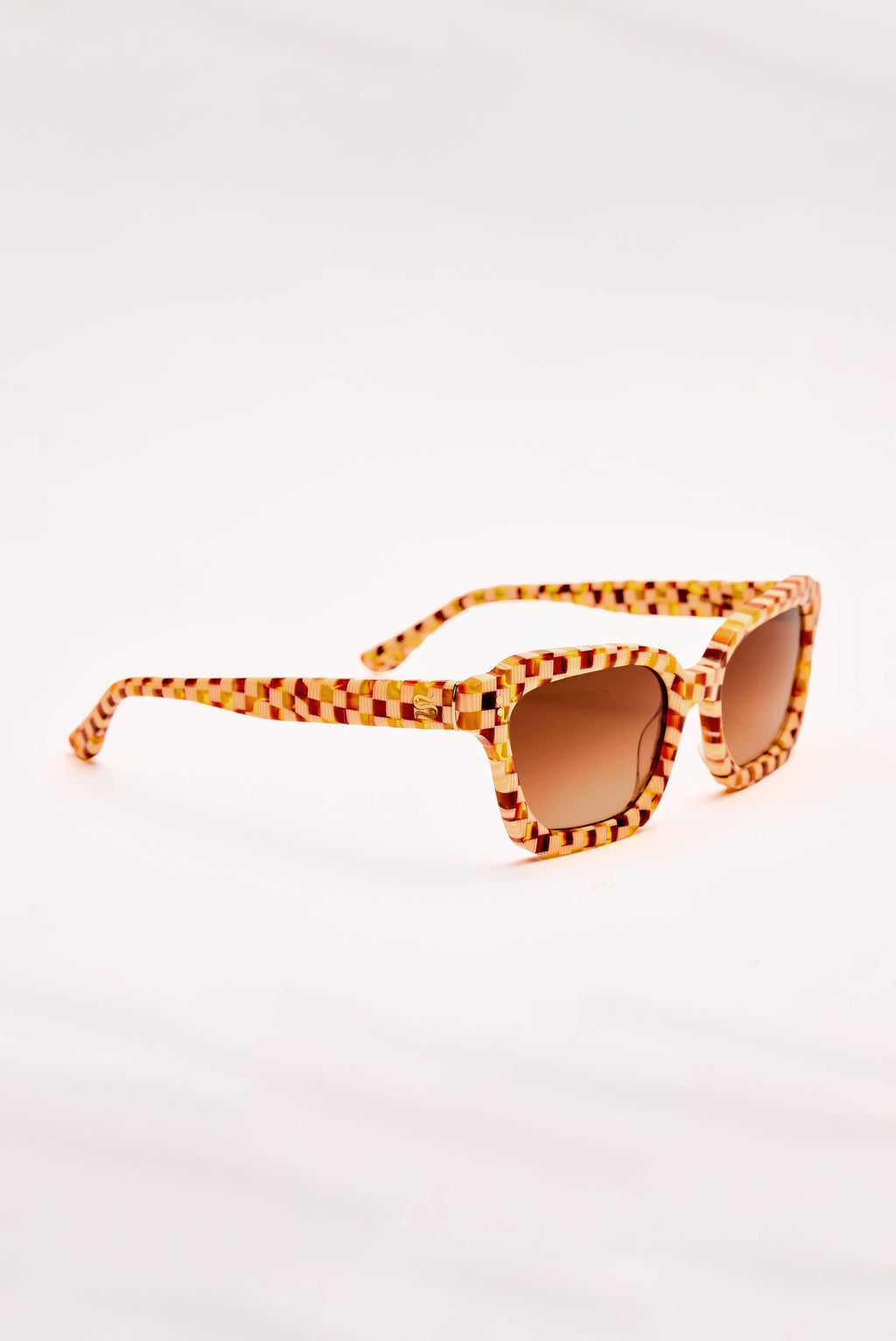 Demi Toasted Moxie Checkered Square Sunglasses