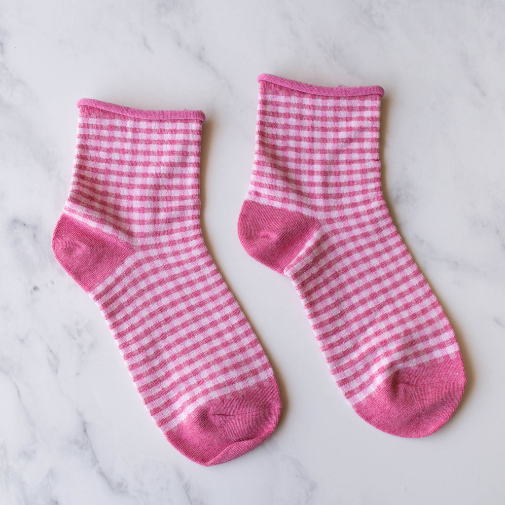 Picnic Mid Crew Socks - Pink