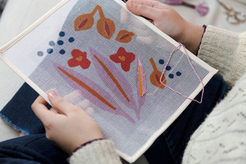 Paper Flowers Beginner Needlepoint Kit