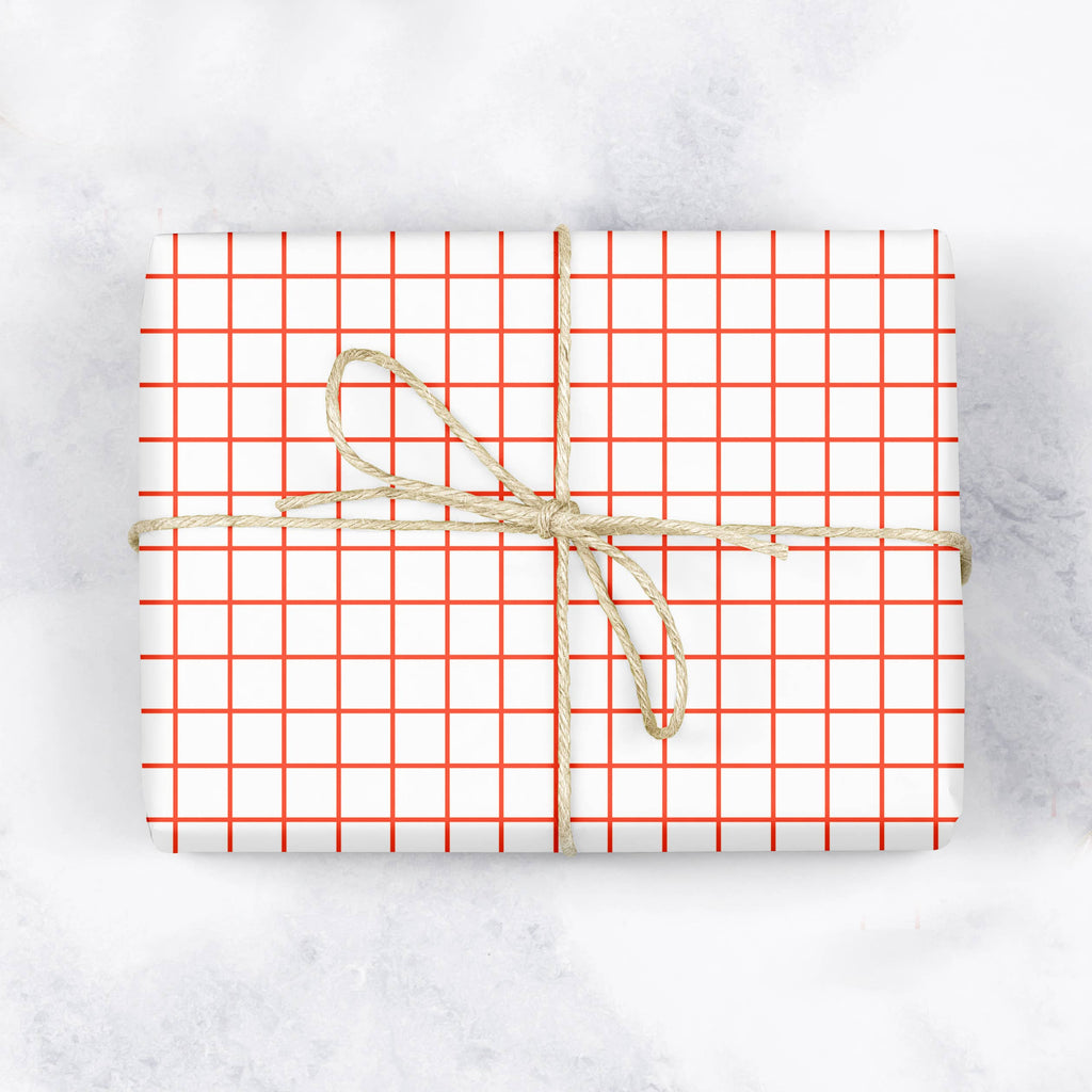MODERN GRID Red Gift Wrap