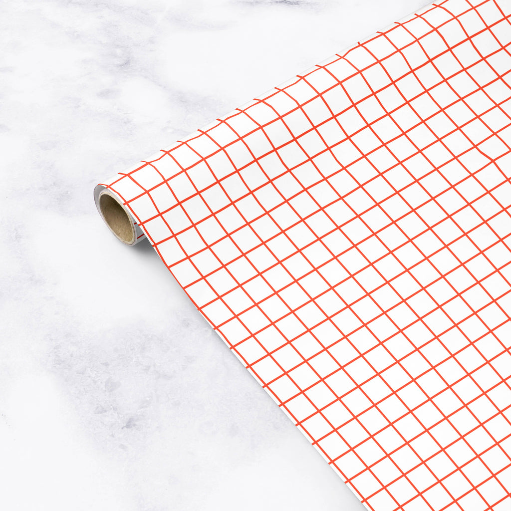 MODERN GRID Red Gift Wrap