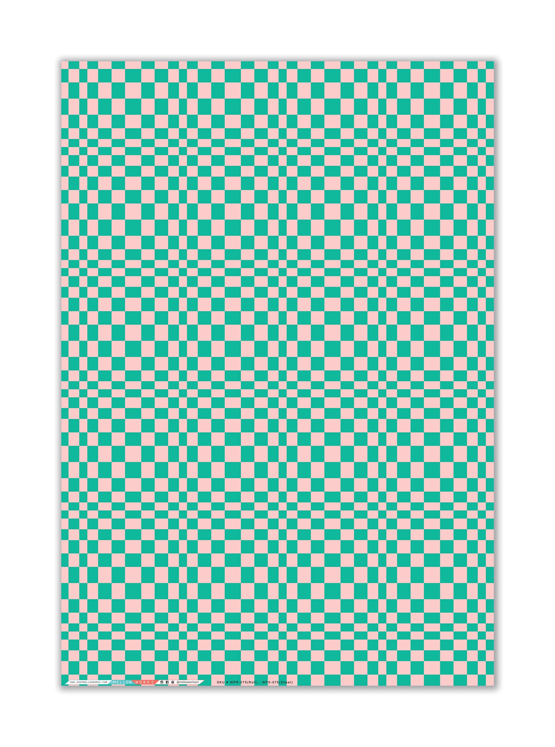 RETRO GREEN CHECKERBOARD Gift Wrap Roll