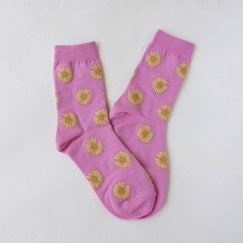 Vivid Daisy Socks - Pink