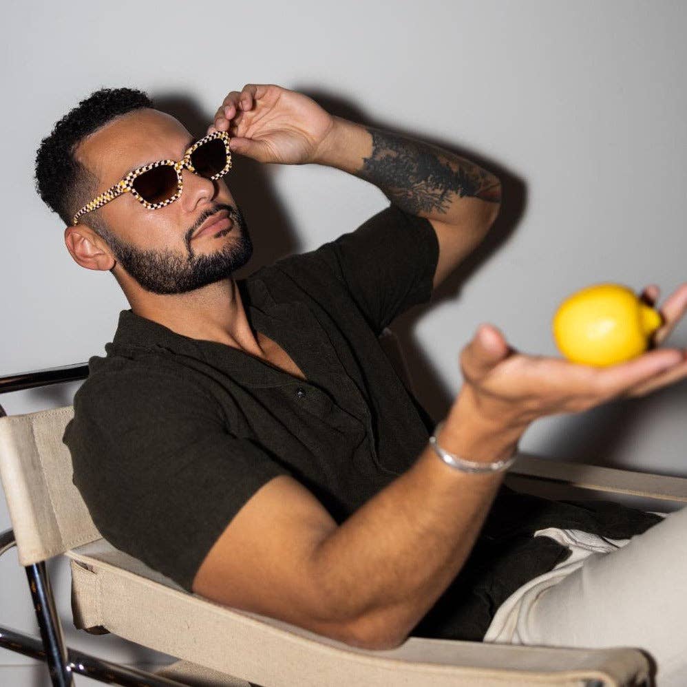 Demi Toasted Moxie Checkered Square Sunglasses