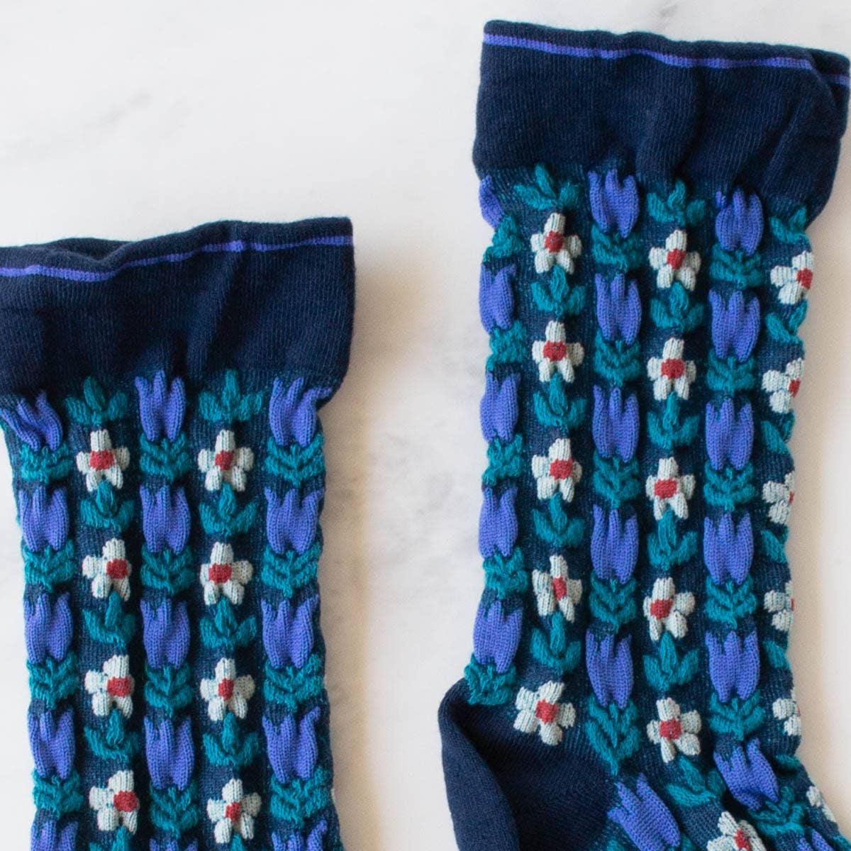 Vintage Floral Socks - Blue