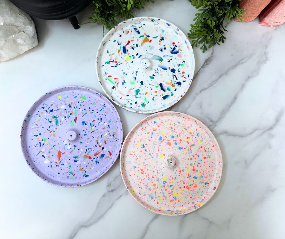 Handmade Jesmonite Stick Incense Holder - Terrazzo Blend