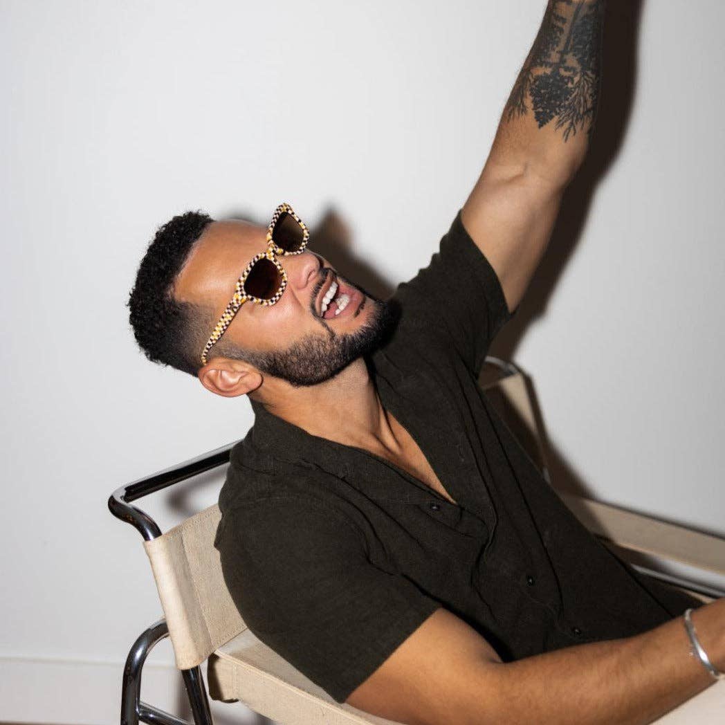 Demi Toasted Moxie Checkered Square Sunglasses