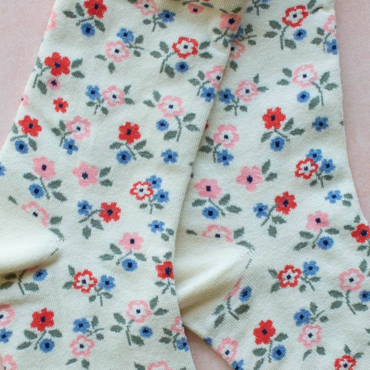 Garden Flower Socks - Ivory