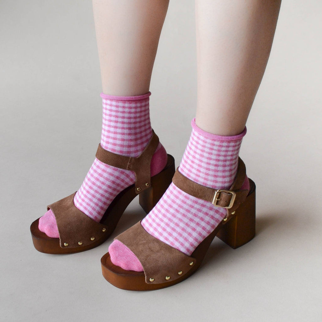 Picnic Mid Crew Socks - Pink