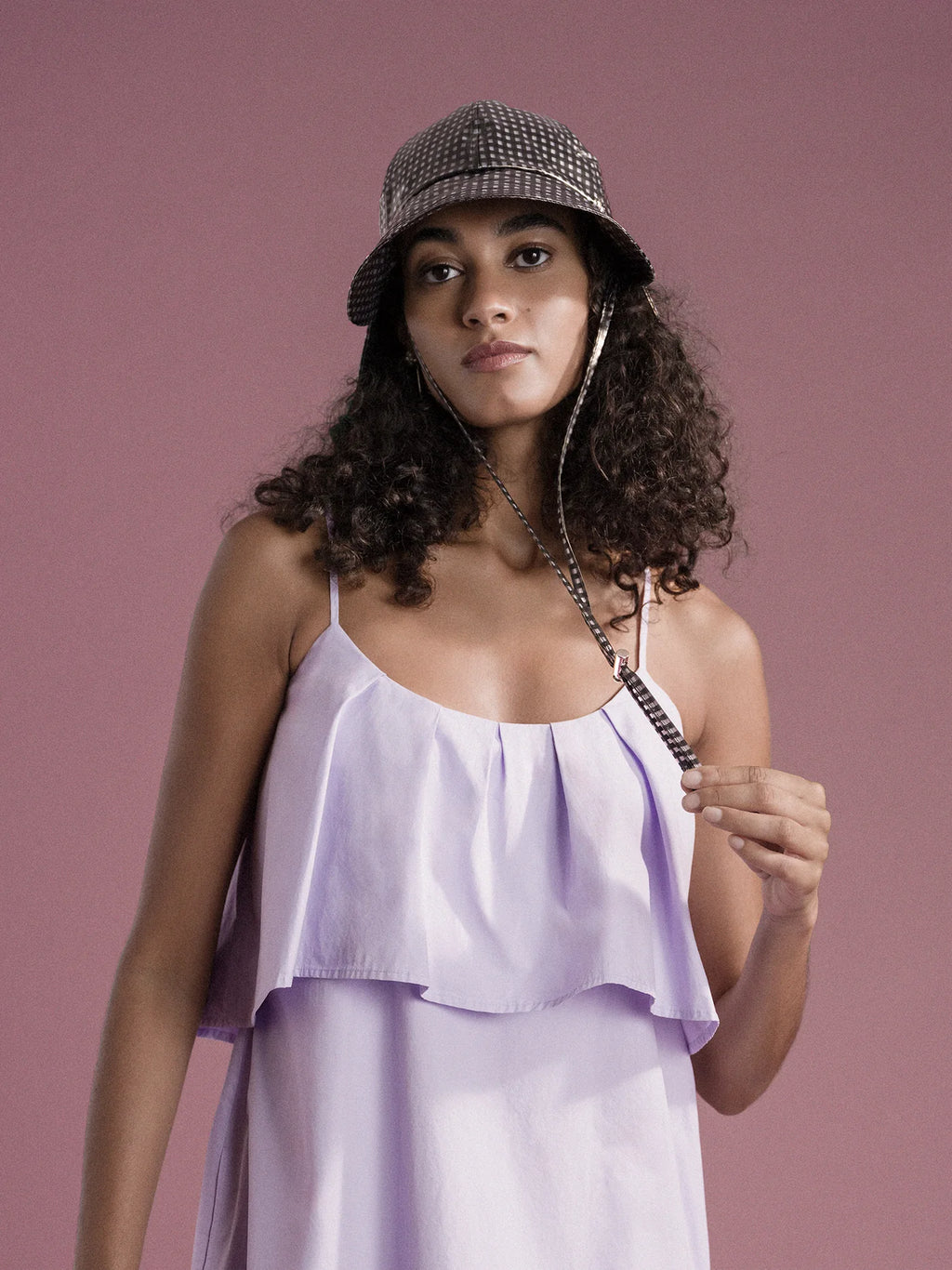 Tulip Bucket Hat - Black Gingham