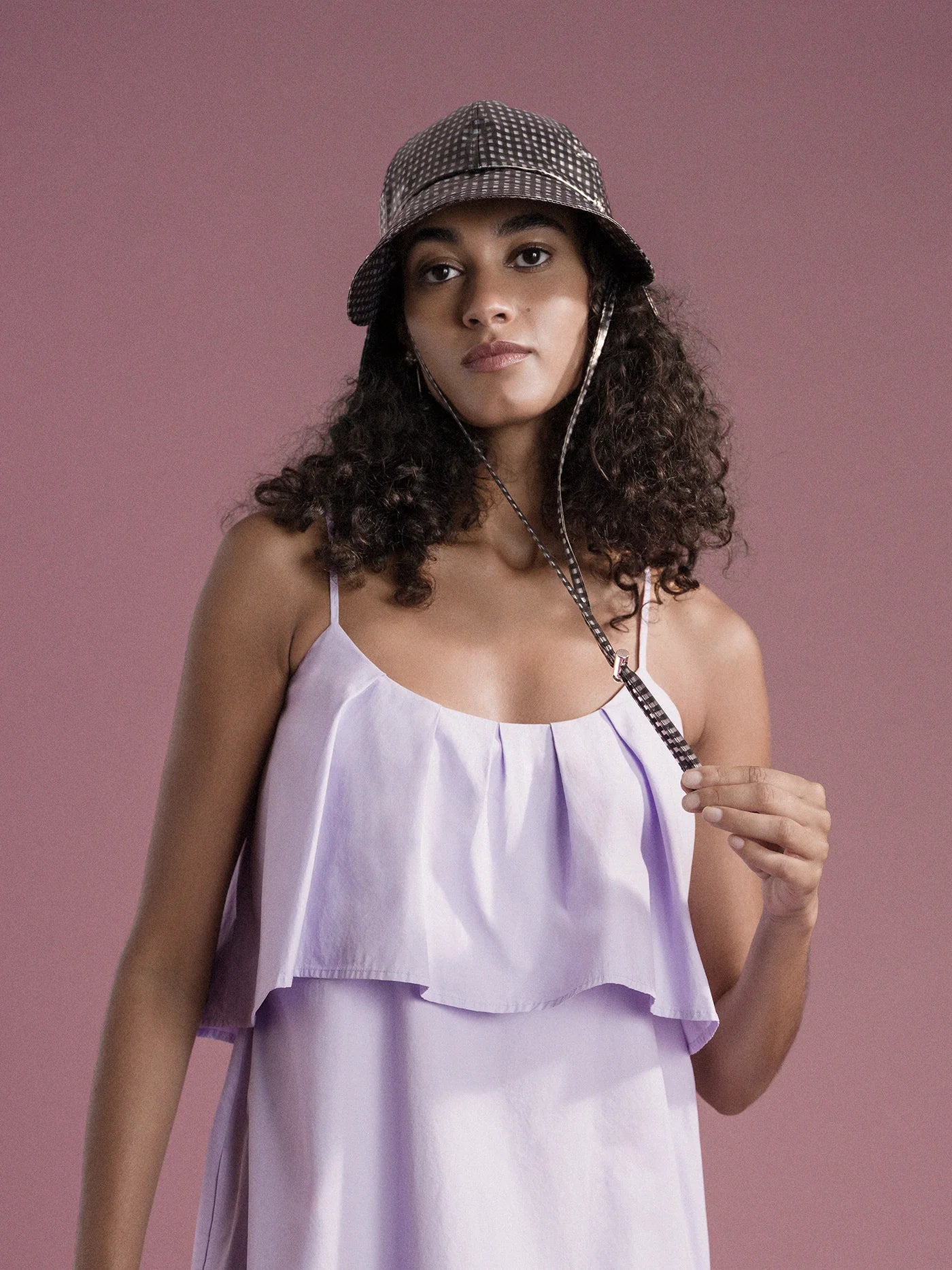 Tulip Bucket Hat - Black Gingham