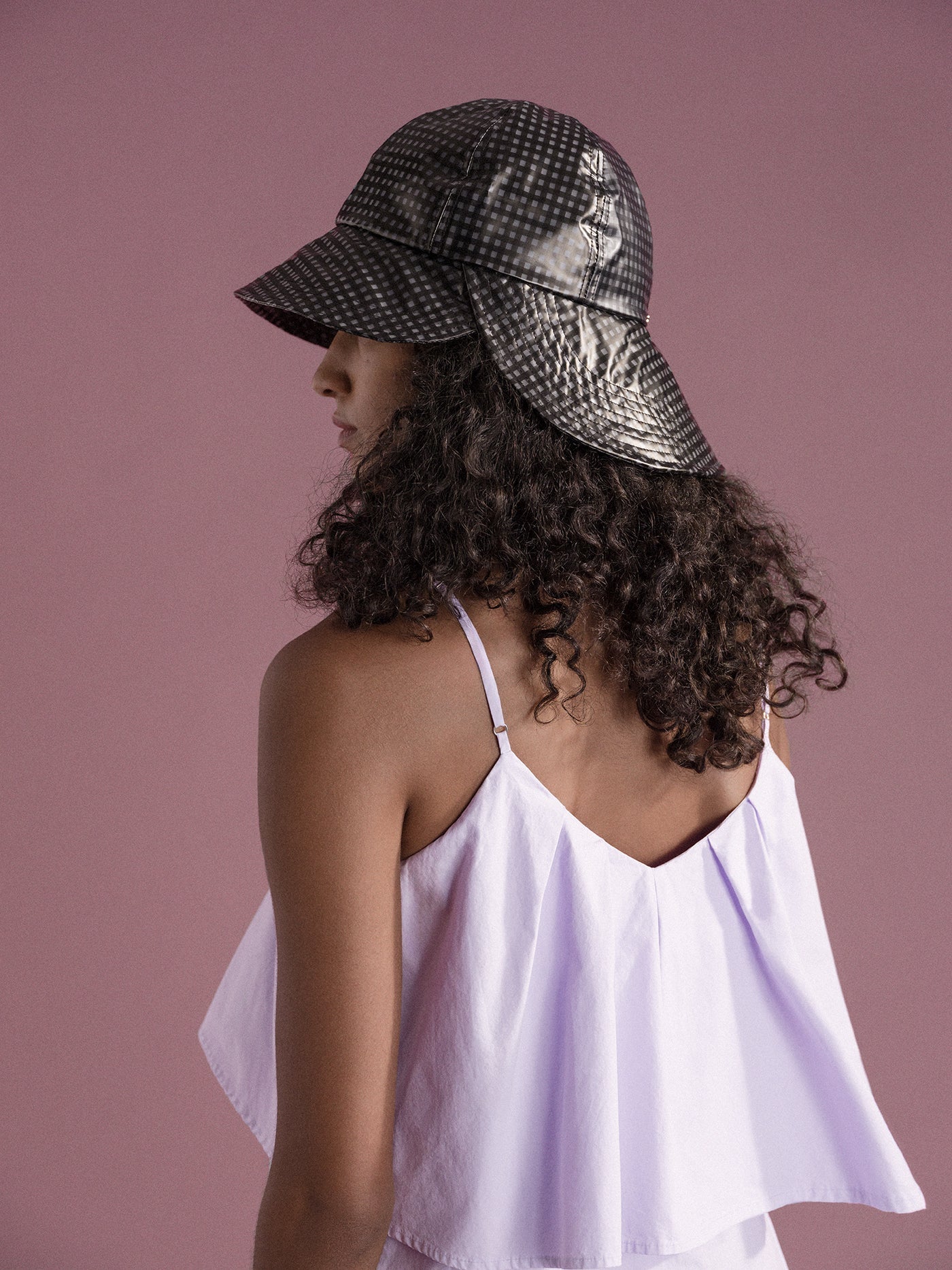 Tulip Bucket Hat - Black Gingham