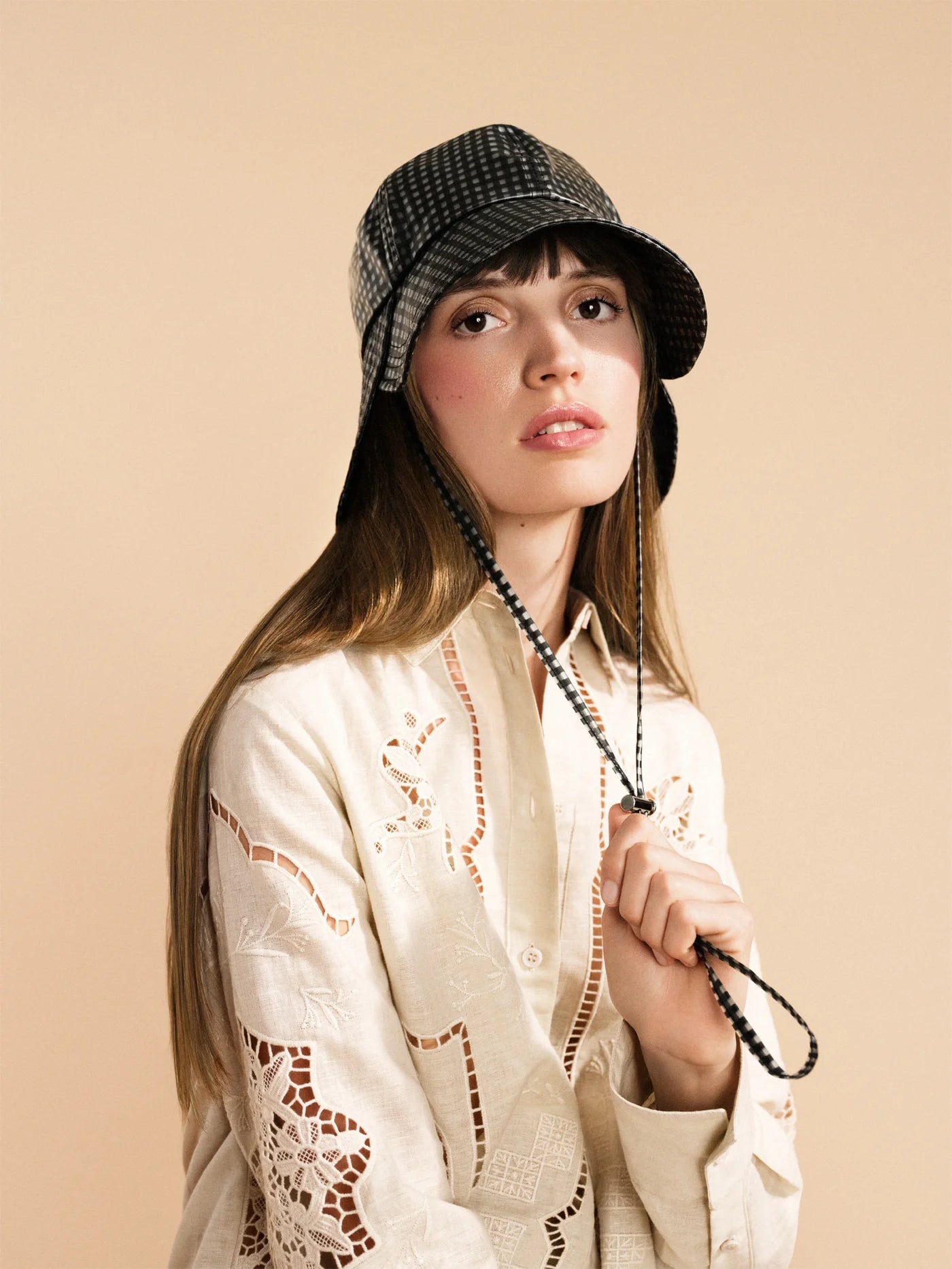 Tulip Bucket Hat - Black Gingham