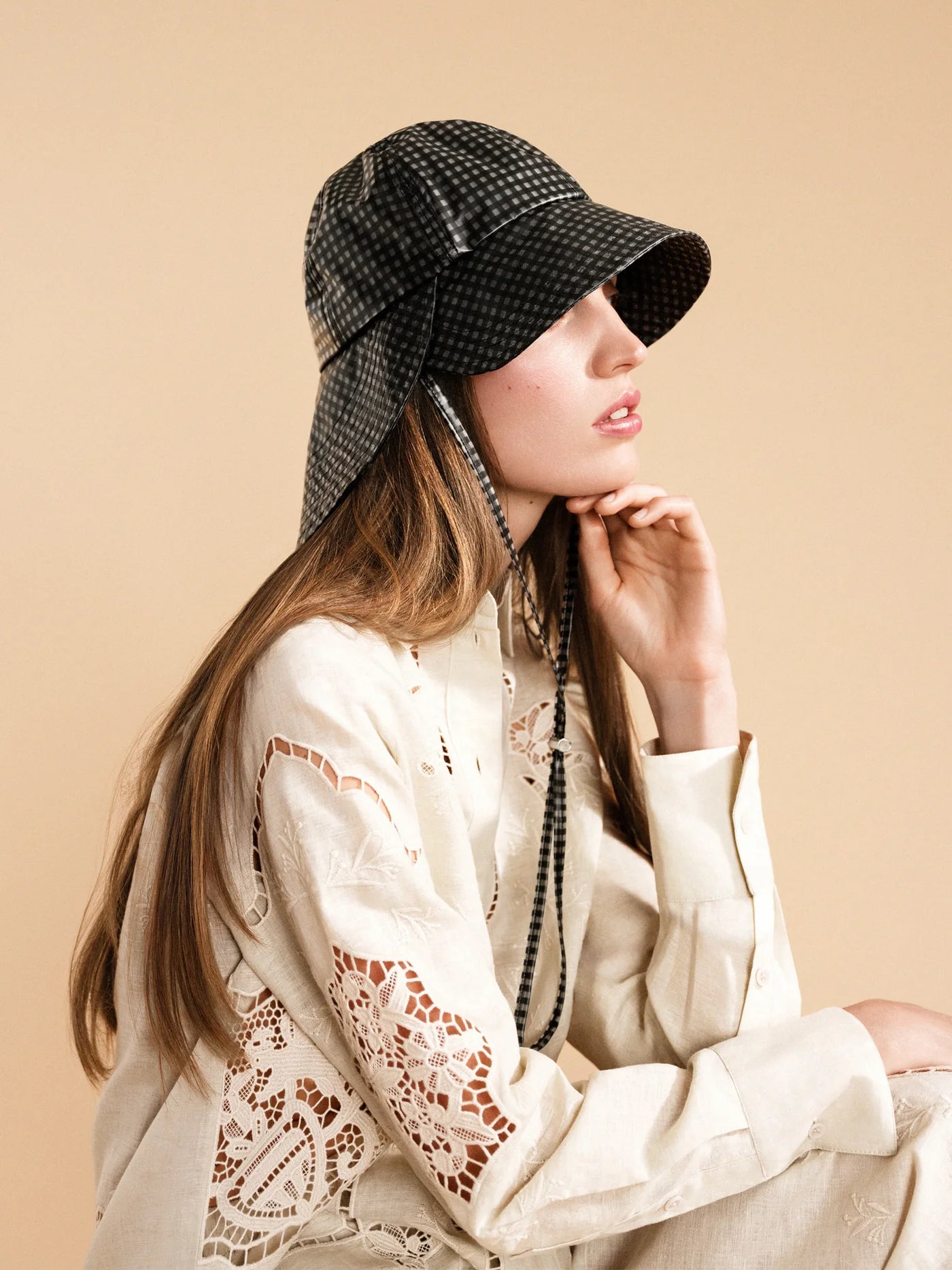 Tulip Bucket Hat - Black Gingham