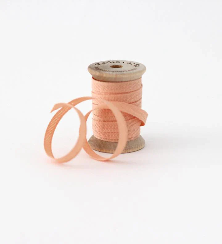 Wood Spool of Cotton Ribbon - Peach