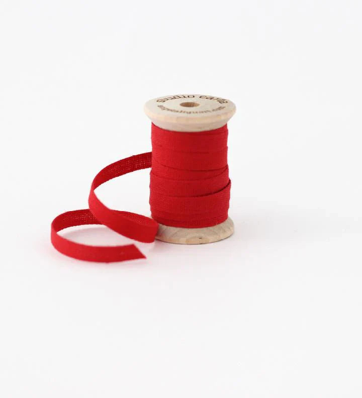 Wood Spool of Cotton Ribbon - Red