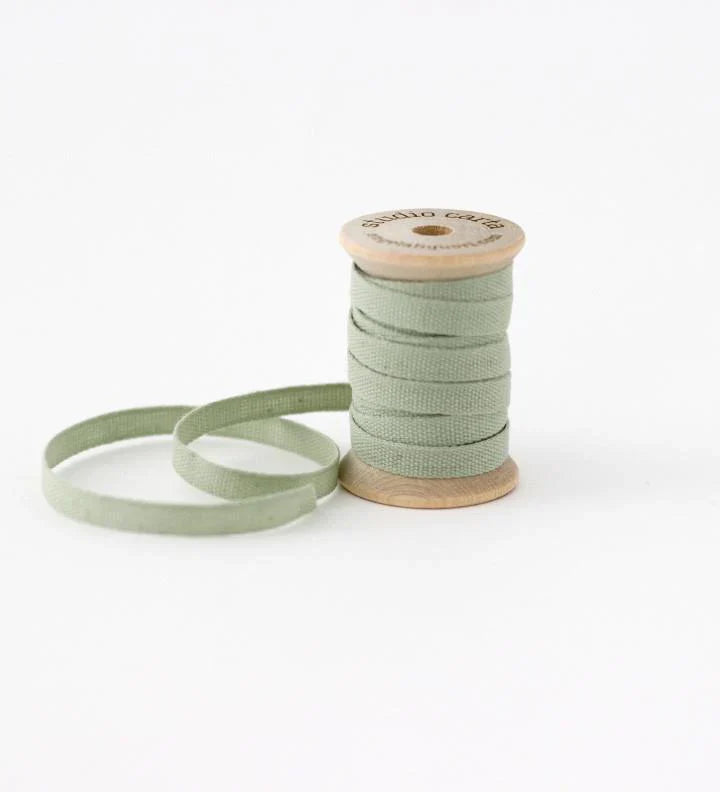 Wood Spool of Cotton Ribbon - Sage